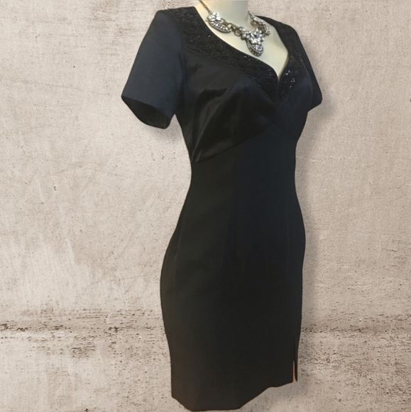 Liz Claiborne NIGHT Satin Beaded Sweetheart Cocktail Dress - Picture 2 of 10